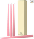12-Inch Tall Dripless Taper Candles Set of 4 - Pink Tapered Candles, Perfect for Spring - Smokeless, Unscented, Long Burning - Hand Poured, Colored Tall Candlesticks - Light Pink