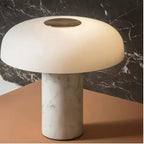 Mushroom Table Lamp | Solid Marble Black Base & Frosted Glass Shade | 3000K Warm White LED | Modern Lamp for Bedroom, Living Room, Office, Entryway, Desk, Small Spaces