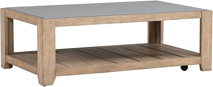 Liberty Furniture Millstone 3 Piece Living Room Set with Tile Top Cocktail Table, 2 End Tables - Nutmeg Oak Wood