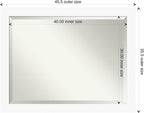 Amanti Art White Wall Mirror 35x45 Basic White Rectangle Bathroom Mirror for Wall Decor Living Room, X-Large Casual Wood Frame, Hangs Horizonally and Vertically, Bathroom Decor, Beveled Edge