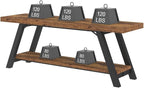 LVB Wood Bench, Industrial Storage Entryway Indoor Bench for Bedroom Hallway Living Room, Rustic Famhouse Wooden Metal Shoe Rack Accent Foyer Bench Seat for Entrance Sitting, Rustic Brown, 47 in Long