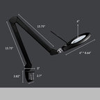 Neatfi Elite Super LED Magnifying Lamp with Clamp, 6” Glass Lens, Dual Magnification, 5D/12D, 6500K, Glare-Free, Nonpolar Dimming, Lamp for Reading, Sewing, Crafting (6 Inch Lens, Black)