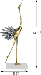 Gold Decor Accents,Brass Birds Statues Gold Home Decor Modern Crystal Decor Ornaments for Living Room, Bedroom, Office Desktop, Cabinets (Blue A)