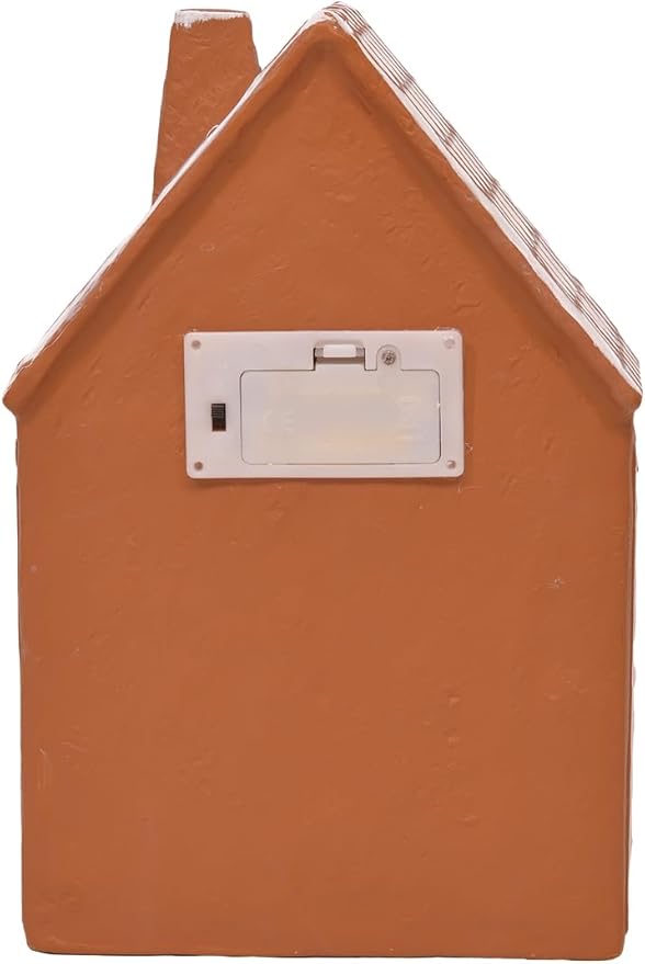 Mark Feldstein & Associates Ceramic Iced Gingerbread Houses Holiday Pre Lit LED Village Figurines, Set of 2, 9 Inch