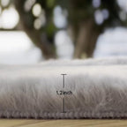 Grey Round Rug 3ft Machine Washable Shaggy Area Rugs for Living Room Faux Bunny Fluffy Fur Rug for Bedroom Small Circle Nursery Rug