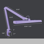 Neatfi Task Lamp – 2,500 Lumens, 30W, 22-Inch Wide Shade, 4 Brightness Levels, Eye-Caring Light, Clamp Mount, LED Task Light for Manicure Table, Crafts, Workbench, Office (Non-CCT, Lavender)