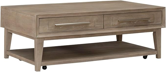 Liberty Furniture Brentwood Opt 3 Piece Living Room Set with Cocktail Table, 2 Round End Tables - Sandstone Oak Wood