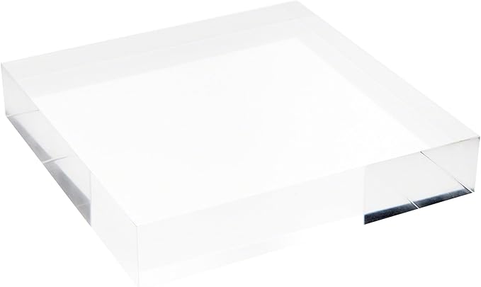 Plymor Clear Polished Acrylic Square Display Block, 1.5" H x 8" W x 8" D