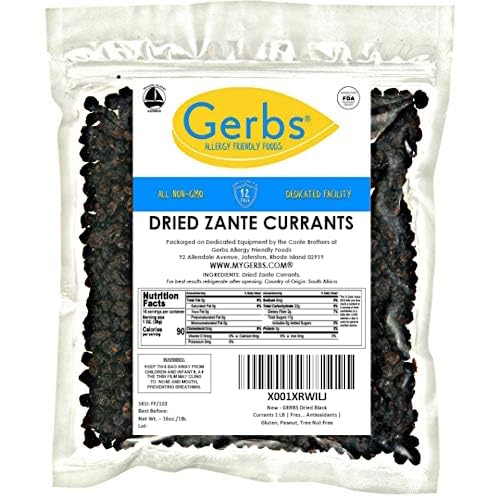 Gerbs Dried Zante Currants 1 lb. | Unsulfured, No Artificial Additives, Resealable Bag | Naturally Bold & Sweet Flavor | Top 14 Allergen-Free