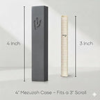 SURI Mezuzah with Printed Scroll for Door – 4 Inch Marble Off White Concrete Mezuzah Cover, Self-Stick Adhesive, Fits a 3 Inch Mezuza Scroll, Gift Box Included