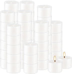 Set of 50 White Scented Tealight Candles Bulk, Vanilla Fragrance Wax with Clear Container, for Restaurant Dinner Weddings Baby Showers, Long Burning, 8 Hours