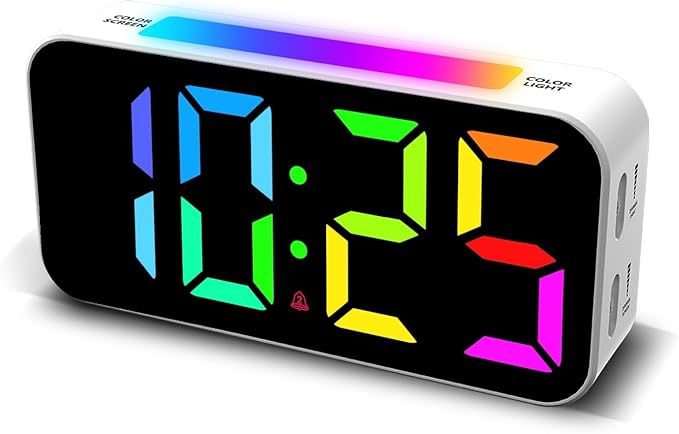 Loud Alarm Clocks for Bedrooms Heavy Sleepers, Digital Bedside Clock with Night Light, Large Display, Dual Alarm, Snooze, Dimmable for Kids Teens Boys Girls