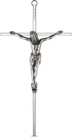 ACHIBANG 10" Silver Crucifix Wall Cross – Catholic Metal Cross with Jesus & INRI for Wall or Over-the-Door Blessing
