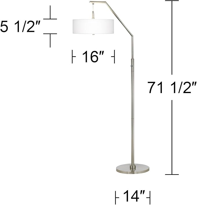 Modern Tiffany Mission 71 1/2" Tall Standing Floor Lamp Large Curved Arc Silver Metal Brushed Nickel Finish Living Room Bedroom House Reading Office Home Décor Flame Mosaic Drum Shade