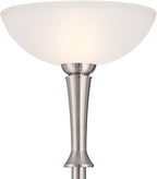 Possini Euro Design Burbank Modern Art Deco 70" Tall Standing Floor Lamp Large Torchiere Foot Dimmer Switch Silver Metal Brushed Nickel Finish Living Room Bedroom House Reading Office Home Decor