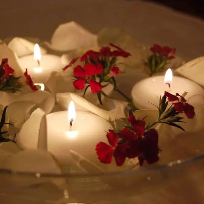 12 Pack White Floating Candles, 3 inch Unscented and Non-Dripless Wax Burning for 13-15 Hours, Floating Candles Used for Cylindrical Vases Centerpieces Parties Wedding and Home Decorations