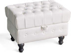 Artechworks Coffee Table Ottoman with Storage,Button Tufted PU Leather Upholstery Footstool Bed Ottoman for Living Room, Home Office, Space-Saving Storage Toy Box Stool, White