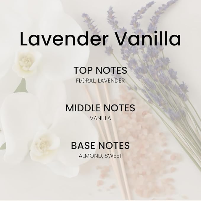Reed Diffuser Set - Lavender Vanilla 5.63 fl oz (160 ml) Scented Diffuser with Sticks Luxury Fragrance for Home, Office & Bathroom Shelf Decor.