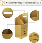 Detachable Base Umbrella Stand - Elegant Raindrop Design, Water Collection Tray, Gold/Black Finish, Durable Home & Office Organizer