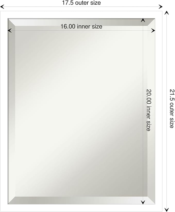 Amanti Art White Wall Mirror 21x17 Svelte White Rectangle Bathroom Mirror for Wall Decor Living Room, Small Modern Wood Frame, Hangs Horizonally and Vertically, Bathroom Decor, Beveled Edge