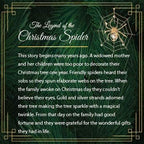 Matashi 24K Gold Plated Crystal Studded Lucky Spider Hanging Ornaments for Christmas Tree Spider Miracle Traditions, Decor - with Story of The Tradition of Tinsel Legend Spider on Web Ornament