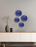 ITrixgan Deep Blue Wall Art Round Metal Modern Accent Sunburst Hanging Decor Above Bed TV for Home Office Bedroom Living Room Set of 4