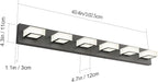 Ralbay Modern Matte Black Bathroom Vanity Light Fixtures 6 Lights Acrylic Modern LED Black Vanity Lights for Bathroom (4500K Neutral White Light)