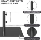 Sundale Outdoor Umbrella Base 40lbs with Stainless Steel Umbrella Tube, Heavy Duty Square Steel Umbrella Stand with Roller, Black