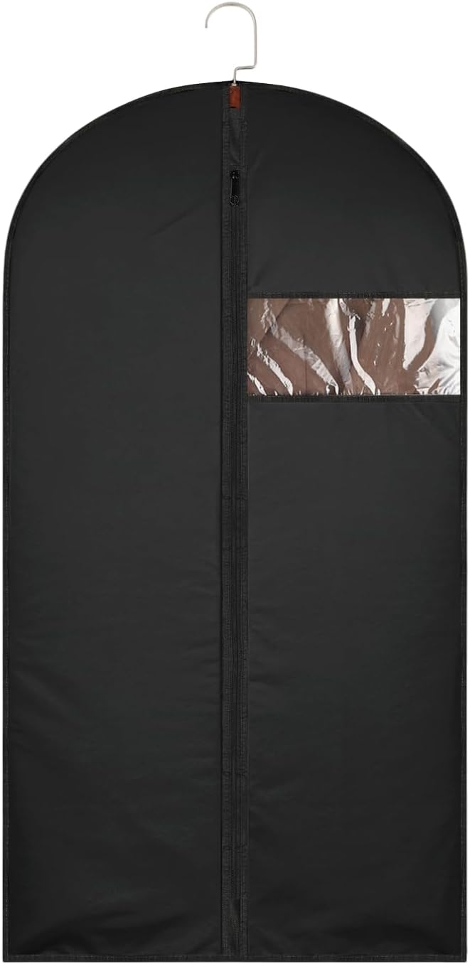 47-Inch Garment Bags Covers,Hanging Clothes Bag, Suit Cover Bags with Clear Window for Hanging Closet Clothes Storage and Travel (Black-47Inch)