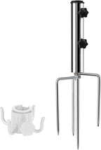 Beach Umbrella Sand Anchor with 4 Legs, Removable & Adjustable Heavy Duty Metal Sun Holder, Outdoor Umbrella Stand Steel Anchor for Beach Grass Sand