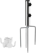 Beach Umbrella Sand Anchor with 4 Legs, Removable & Adjustable Heavy Duty Metal Sun Holder, Outdoor Umbrella Stand Steel Anchor for Beach Grass Sand (Small)