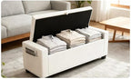 Storage Ottoman Bench for Bedroom & End of Bed Seating, Upholstered Tufted Linen Bench with Hidden Storage & Safety Hinge, 43 Inch, 350 lb Weight Capacity, Linen Beige