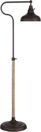 Franklin Iron Works Works Ferris Industrial Farmhouse Rustic 57" Tall Downbridge Pharmacy Floor Lamp Bronze Faux Wood Grain Metal Adjustable Dome Shade for Living Room Reading Family Bedroom Office