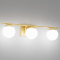 Ralbay Gold Vanity Lights - 3-Light Mid Century Modern Bathroom Wall Lights with Milky Glass Globe