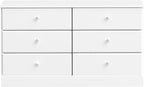 Prepac Astrid 6 Drawer Double Dresser for Bedroom with Crystal Knobs, Wide Chest of Drawers, Bedroom Furniture, Clothes Storage and Organizer, 15.5" D x 47.5" W x 26.85" H, White