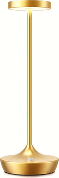 Rechargeable Table Lamp Cordless - 6000mAh Battery Operated LED Table Light - Portable Touch Dimmable Outdoor Waterproof Table Lamps for Patio Restaurant Dining (Gold)