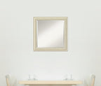 Amanti Art White Wall Mirror 24x24 Country White Wash Square Bathroom Mirror for Wall Decor Living Room, Medium Country Rustic Wood Frame, Hangs Horizonally and Vertically, Bathroom Decor, Beveled