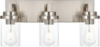MELUCEE 3-Light Vanity Lights Brushed Nickel with Clear Glass Shade, Modern Bathroom Light Fixtures Industrial Wall Light for Bedroom Kitchen Living Room