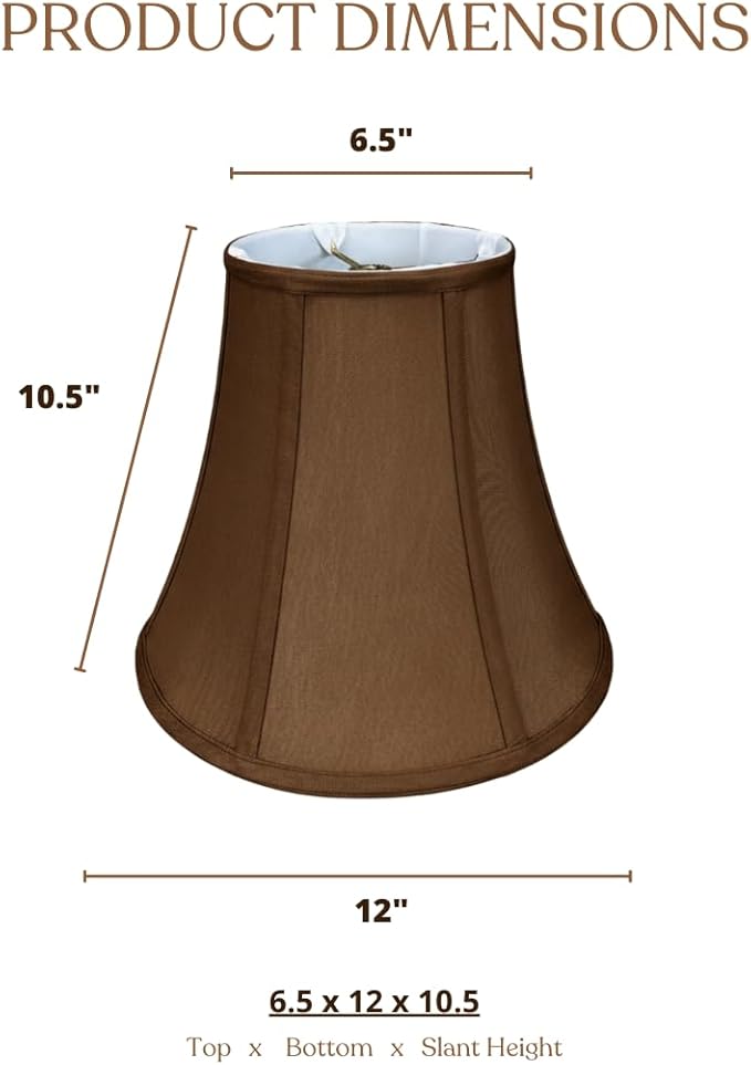Royal Designs, Inc. BSO-704-12BR True Bell Basic Lamp Shade, 6.5 x 12 x 10.5, Brown