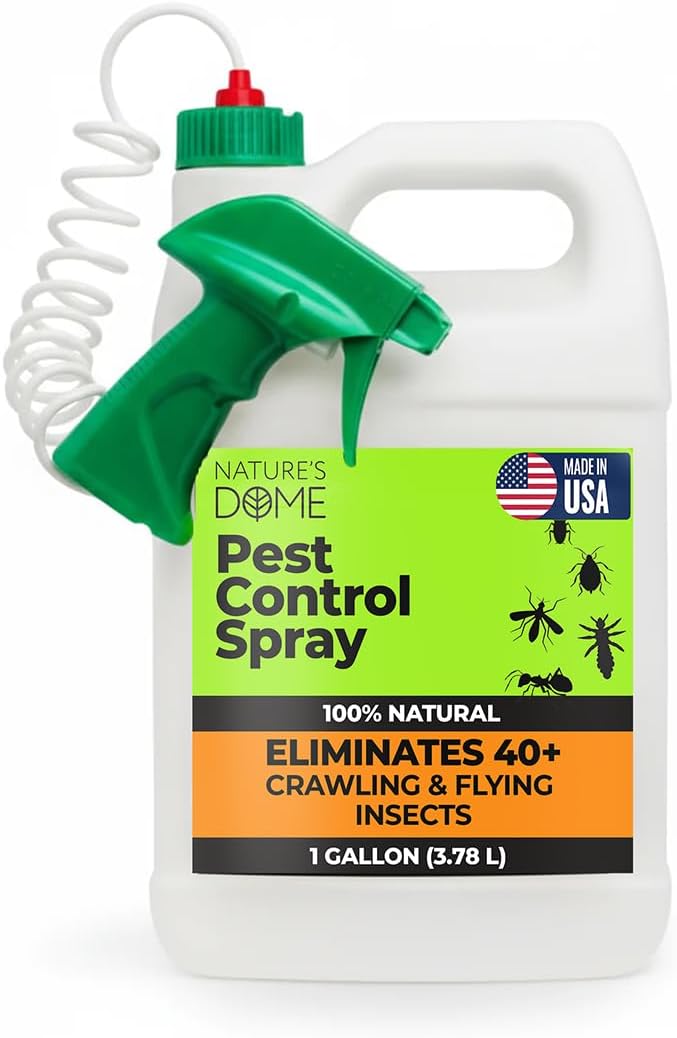 Nature's Dome Eco-Friendly Pest Control Spray – Ant, Roach, Spider, Fly, Flea and Insect Control with Natural Essential Oils – Fast-Acting, Child & Pet Safe for Indoor & Outdoor (1 Gallon)