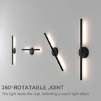 Aipsun 28in Modern Black Wall Sconce Rotatable 360° LED Black Wall Light Fixtures for Bedroom Living Room Hotel Hallway Corridor Warm White 3000K
