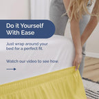 Wrap Around Dust Ruffle Bed Skirt - Yellow - Twin/Twin XL Size Beds with 18 Inch Drop - Easy Fit Elastic Strap - Adjustable Pleated Bedskirt w/Brushed Fabric - Wrinkle Free - Women, Men, Kids & Teens