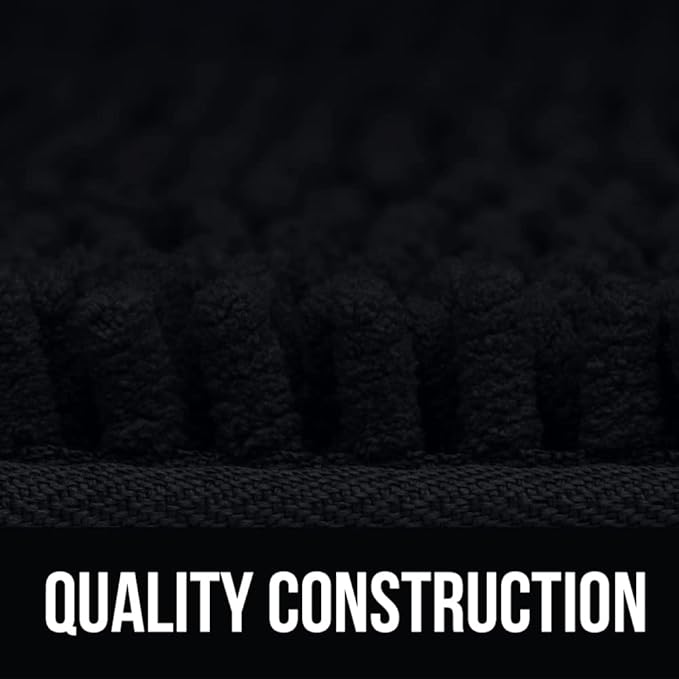 KANGAROO Bathroom Rugs, Chenille Soft Absorbent Bath Rug, Shaggy Shower Mat, Quick Dry Machine Wash Bathmat, Plush Carpet Mats for Tub, Bathtub and Room Home Decor Accessories, 60x24, Black