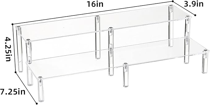 BYCY 2 Tier Clear Acrylic Display Stand Cupcakes Holder, Dessert Display Riser for Great Event, Birthday Party, Wedding Party ( 1 Pack - 16" X 6.9" X 4.25" )