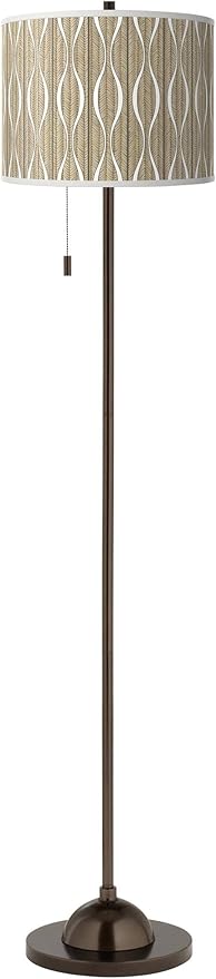 Swell Bronze Club Floor Lamp with Print Shade
