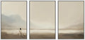 MUDECOR Framed Wall Art Print Set Serene Coastal Landscape Minimalist Illustrations Modern Art Boho Decorative Colorful Chic for Living Room, Bedroom, Office - 24"x36"x3 White