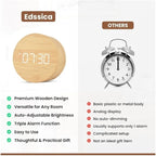 Wooden Alarm Clock Led Aesthetic Modern Alarm Digital Led Light for Desk with Large Display Elegant Aesthetic Gift (White)
