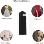 72" Wedding Dress Garment Bags Foldable Dress Bag for Long Gowns Traveling Protector Cover for Hanging Clothes with Zipper (Black)