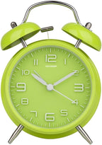 Peakeep 4 Inches Twin Bell Loud Alarm Clock for Heavy Sleepers, Battery Operated Old Fashioned Alarm Clock (3D-Dial, Green)