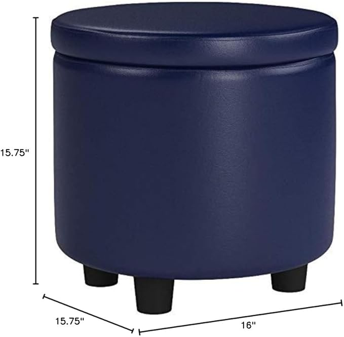 Designs4Comfort Round Accent Storage Ottoman with Reversible Tray Lid